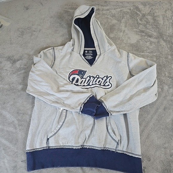 NFL Team Apparel Sweatshirt Womens XL Gray New England Patriots Hoodie NFL - Picture 1 of 7